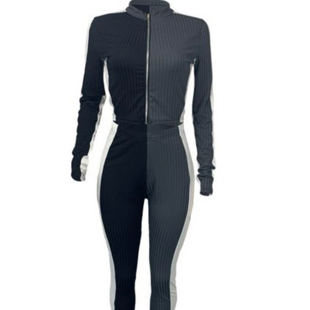 2 piece Rib-knit Patchwork Jogger Set (ON SALE)